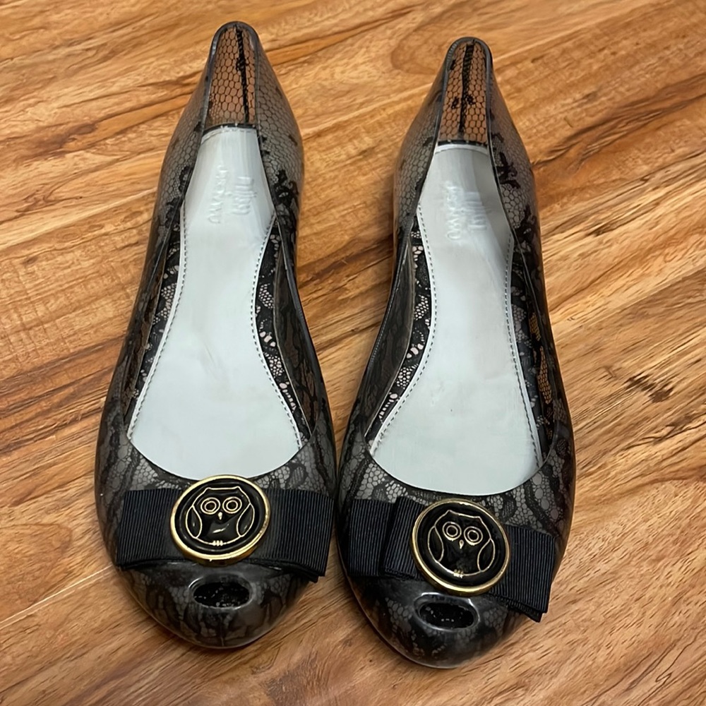 Used melissa + jason wu ultra girl jellies owl bow